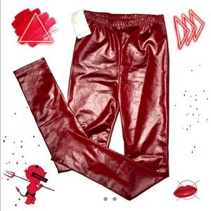 Red Pleather leggings